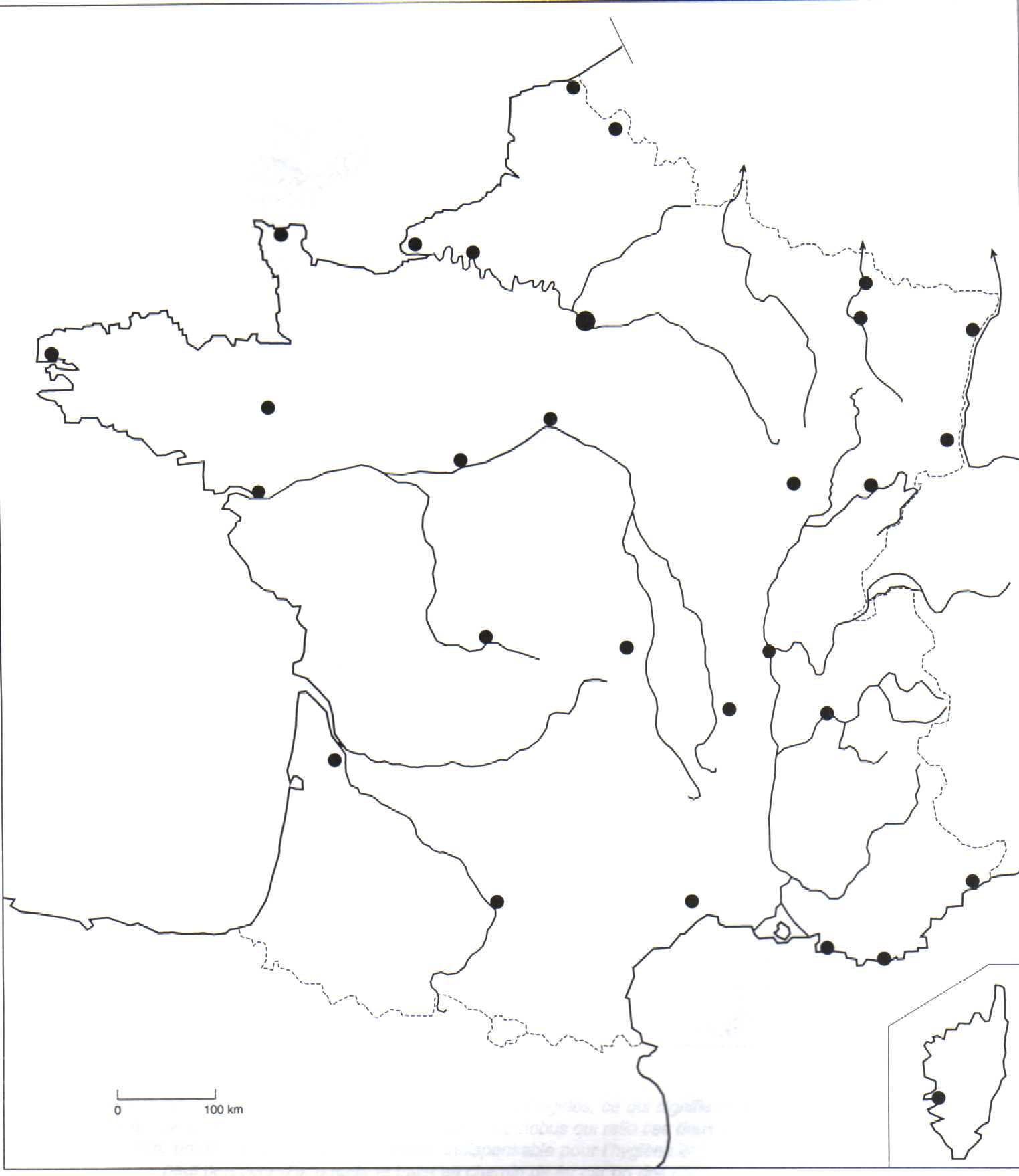 Carte de France, des régions et des principales villes Stock