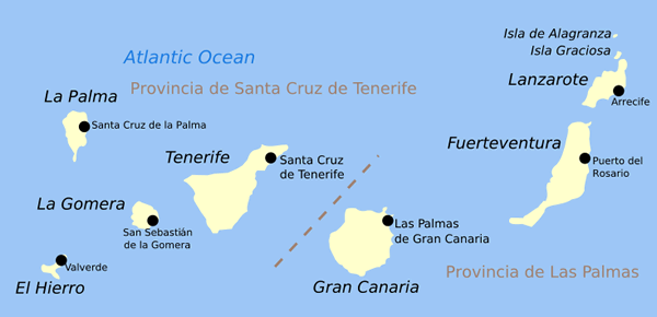 Carte des îles Canaries