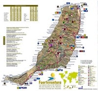 carte Fuerteventura distances en km routes autoroutes