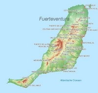 Carte Fuerteventura avec les villes et le relief