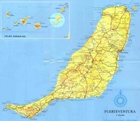 Carte Fuerteventura ville village route sommets montagneux