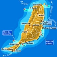 Carte de Fuerteventura avec les plages et les villes