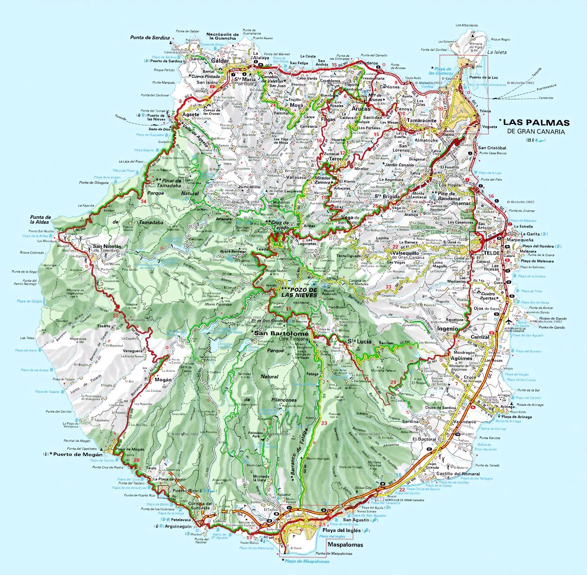 Carte Gran Canaria Routiere Ville Route Autoroute 