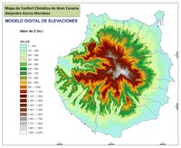 Carte de Gran Canaria avec le relief et l'altitude en mètre