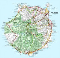 Carte routière Gran Canaria avec les routes, les autoroutes et les villes