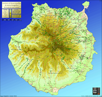 Carte de Grande Canarie avec le relief et l'altitude en mètre