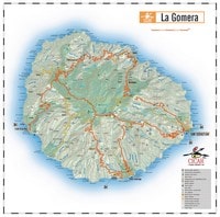 Carte de La Gomera avec l'aéroport, l'hôpital, les routes, les autoroutes et les sommets montagneux