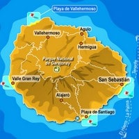 Carte La Gomera avec les plages, le parc national et les villes