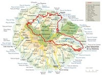 Carte routière La Gomera avec les autoroutes, le type de route, les plages, le parc national et le parc naturel