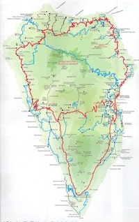 Carte routière La Palma routes sommets