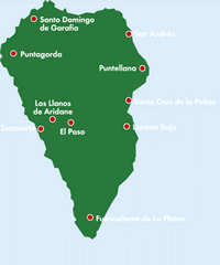 Carte de La Palma avec les villes simple