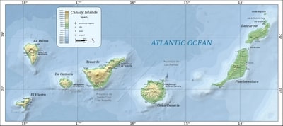 carte îles Canarie relief capitale province villes