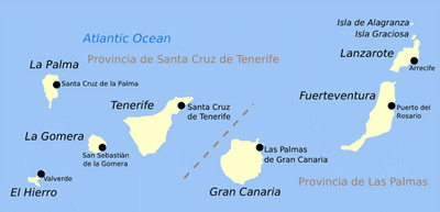 Carte simple des îles Canaries