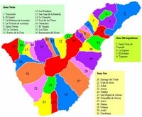 Carte de Ténérife avec les 31 municipalités