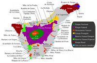 Carte de Ténérife avec le parc national naturel et les réserves naturelles