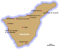Carte Tenerife simple avec les villes