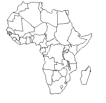 Carte vierge des pays d'Afrique
