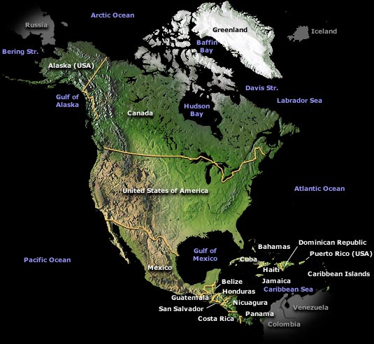 Carte de l'Amérique du nord