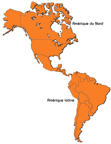 Carte de l'Amérique du nord et du sud