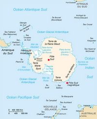 Carte de l'antarctique et des alentours