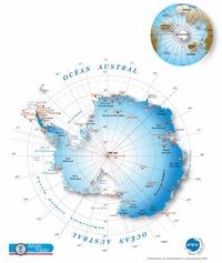 Carte de l'Antarctique avec les méridiens