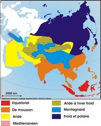 carte climats en Asie