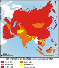 carte indice de développement humain en Asie