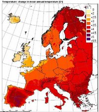 Carte de l'évolution du climat en Europe