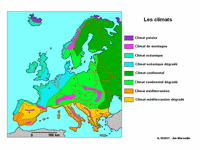 carte climats d'Europe