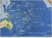 Carte de l'Océanie avec les 16 pays et les 16 dépendances