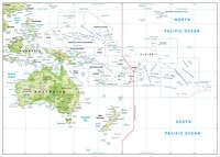 Carte de l'Océanie grande carte administrative avec les régions et la ligne de changement de date
