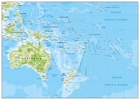 Carte de l'Océanie grande carte en détail avec les pays, les villes, les lacs, les rivières et la grande barrière de corail