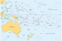 Carte de l'Océanie simple avec les îles et les villes