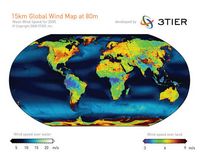 Carte des vents moyens entre la terre et la mer.