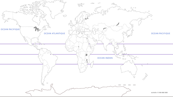 Carte du monde vierge avec les lacs et les oceans