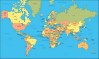 Carte du monde avec le nom des pays en anglais