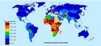 carte du monde taux de natalité en 2017