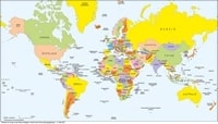 Carte du monde politique avec le nom des pays en 2021