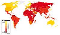 Carte d'une estimation de la corruption dans le monde.