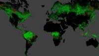 Carte du monde satellite avec la déforestation