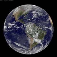 Carte du monde photo satellite de la NASA centrée sur l'Amérique
