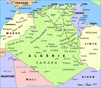 Carte des villes de l'Algérie.