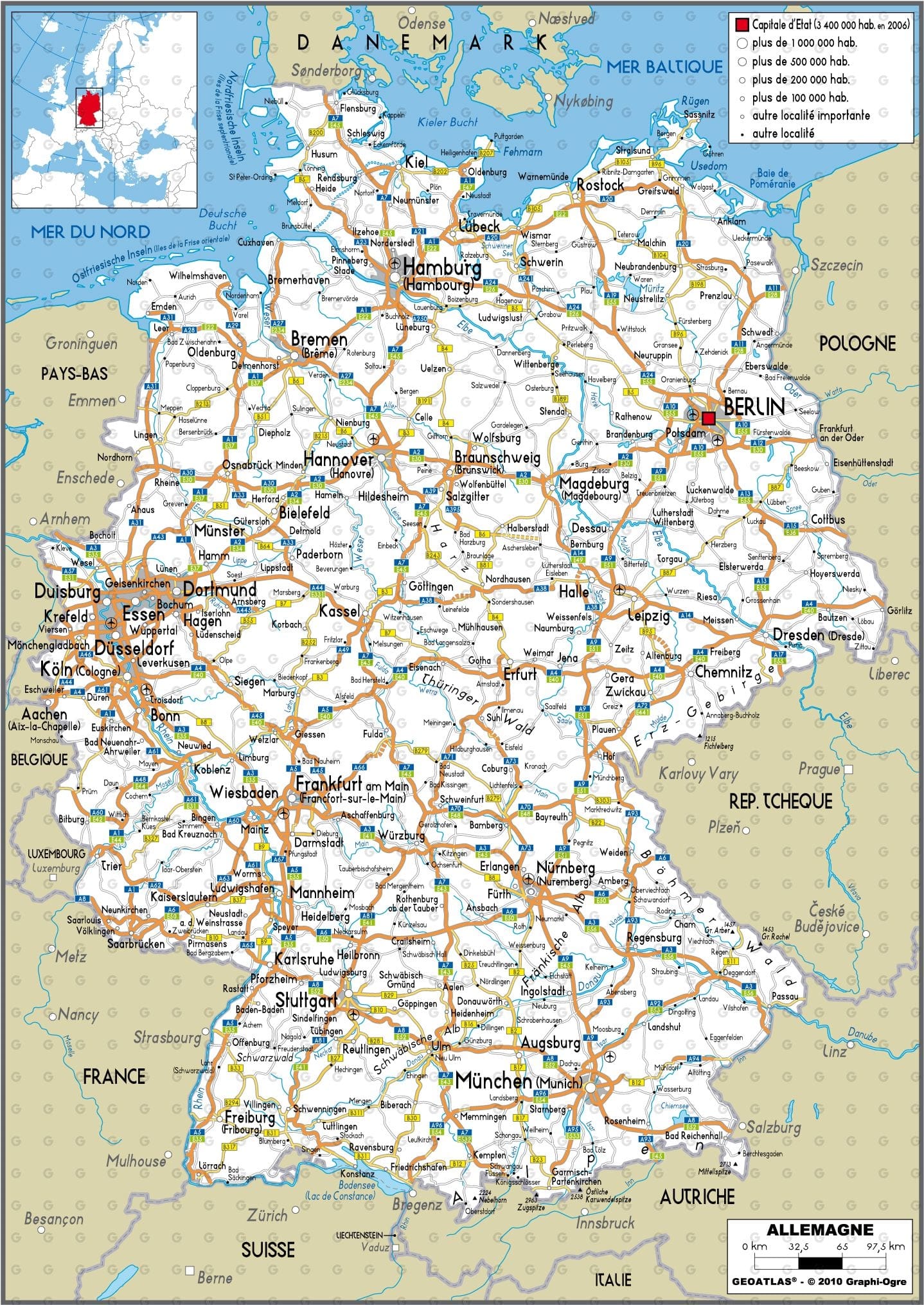 Carte De L Allemagne Avec Les R gions Et Les Villes