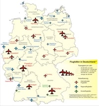 Carte Allemagne aéroports aérodromes nombre passagers par an