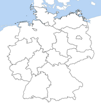 Carte Allemagne blanche avec les lander (régions)