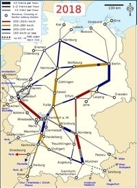 carte Allemagne chemins de fer fréquence vitesse trains