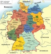 Carte de l'Allemagne politique avec les villes, les régions et les rivières