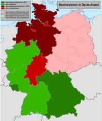 carte Allemagne religions et la répartition entre les catholiques et les protestants