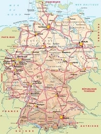 Carte de l'Allemagne avec les routes