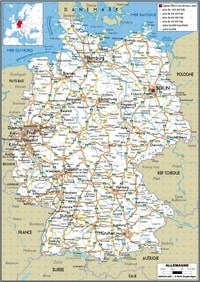 Carte de l'Allemagne routière avec les villes, les routes et les autoroutes